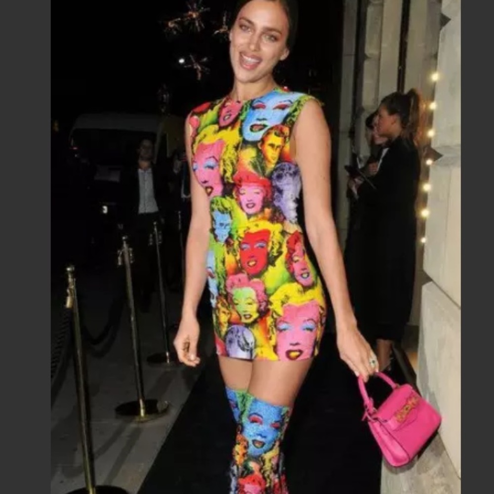 Versace RARE Italy Pop Art 1991 Marilyn Monroe James Dean Tribute Dress, 36